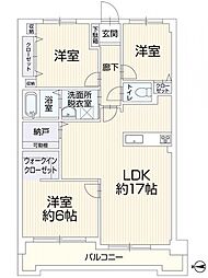 アムール姪浜 3SLDKの間取図画像