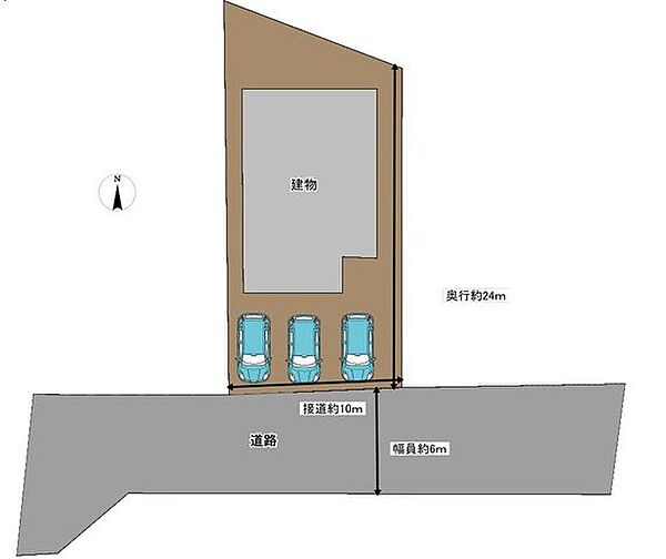 【区画図】並列3台駐車可能です。庭部分を撤去し駐車場の拡張工事を行いました。