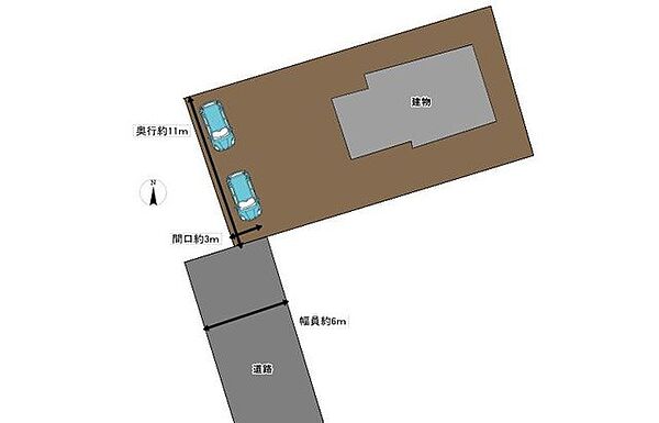 【区画図】駐車は縦列2台可能です。