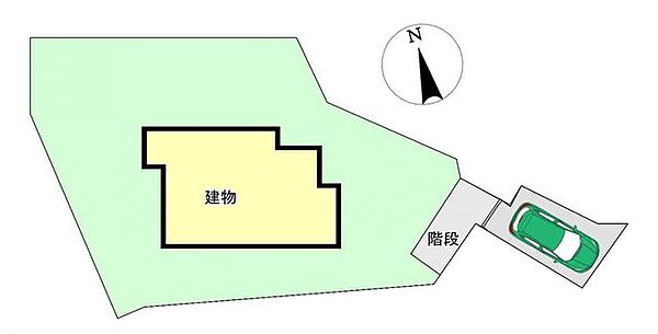 【区画図】駐車スペースから階段を上がってお家に行きます。