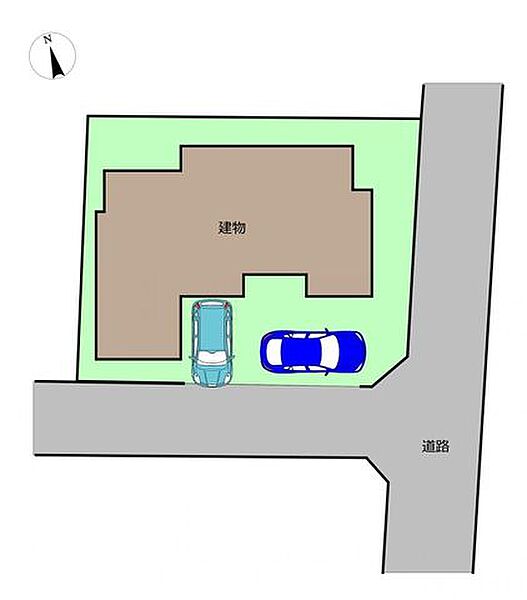 【駐車場区画図】駐車場は拡張工事を行い、2台駐車可能になります。ぜひ現地でお確かめください。