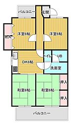 ニューライフ久留米 2LDKの間取図画像