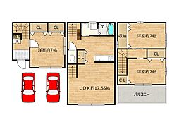 熊本市東区京塚本町　戸建て 3LDKの間取り