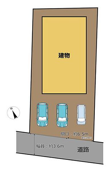 【区画図】3台並列駐車できます。※当住宅の敷地図イメージです。図と異なる場合は現況を優先します。