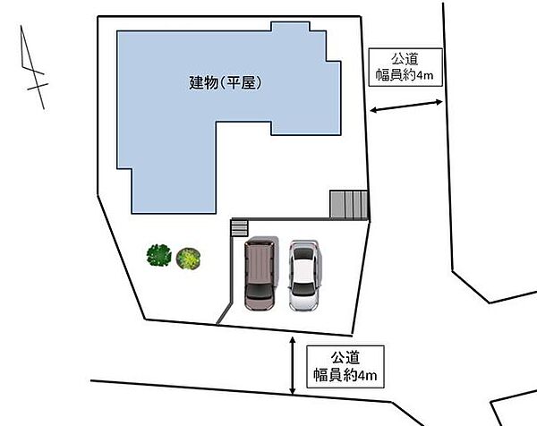 【区画図】駐車場拡張工事を行い2台駐車可能となります。