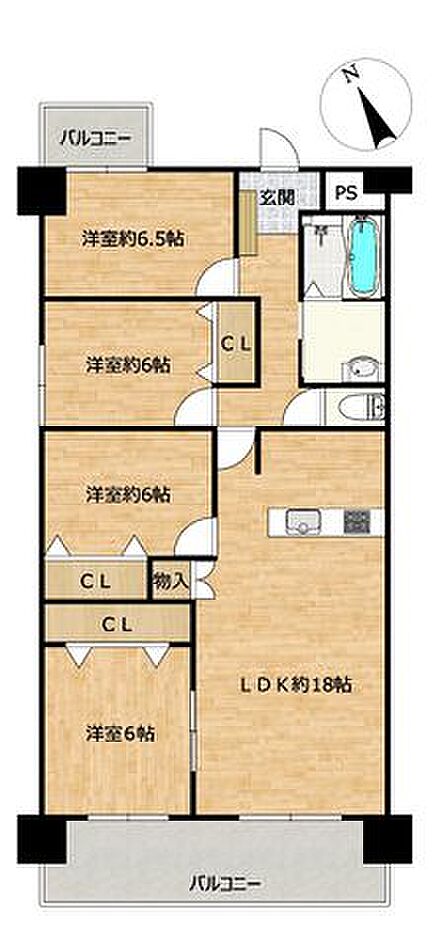 【間取図】リビングを広々と活用できる4LDKのお部屋にリフォーム予定です。
