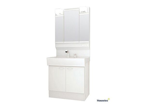 【同仕様写真】洗面化粧台はパナソニック製のものに新品交換予定です。三面鏡タイプのものを採用しました。見た目もよく、モノもごちゃごちゃしないのでスッキリとした印象が持てますよ。※企画は変更になる場合が…