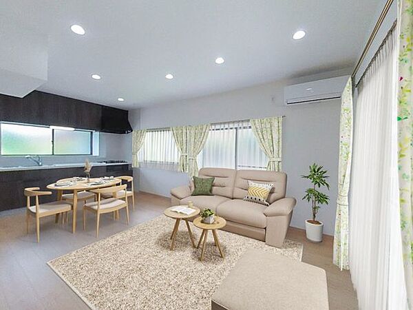 【リフォーム済7/16撮影】CG合成で家具を配置したイメージです。LDKです。