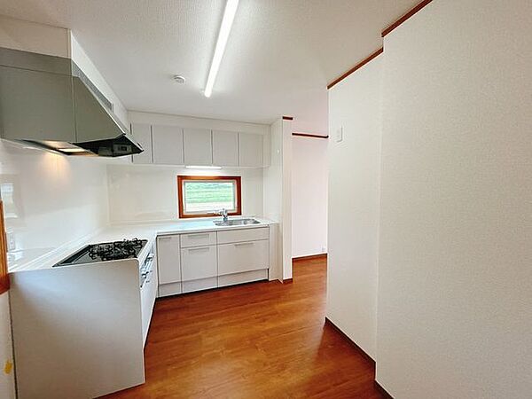 【キッチンスペース】キッチンの後ろは十分空間がございますので、カップボードや冷蔵庫を置くスペースを確保できます。