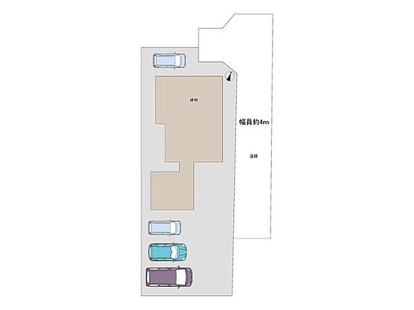 【配置図】駐車場拡張工事を実施し、3台以上駐車可能になります。※図と異なる場合は現況を優先します。お車の形状によっては駐車できない場合もあります。ぜひ現地でご確認ください。