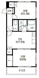 シャルマンドミール桜堂 2DKの間取図画像