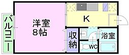 エクセレンス早島 1Kの間取図画像