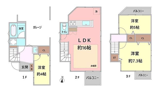 ■建物面積：89．14平米の3階建て3ＬＤＫ