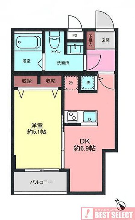 専有面積:30.46平米の1DKリフォーム施工済みマンション!
