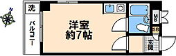 神戸スプリングスハイム 5階ワンルームの間取り