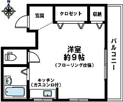 ビバリーヒルズ熊内 ワンルームの間取図画像