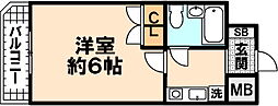 ダイアパレス水木通弐番館 1Kの間取図画像