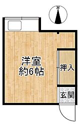水月荘 ワンルームの間取図画像