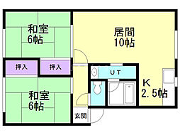 コーポ愛2 2LDKの間取図画像
