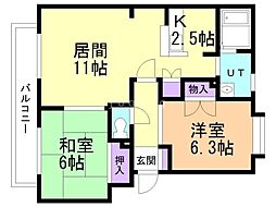 パークハイツE 2LDKの間取図画像