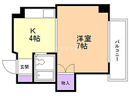南麻生ビル 1Kの間取図画像