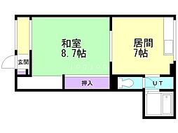 大石ビル 1DKの間取図画像
