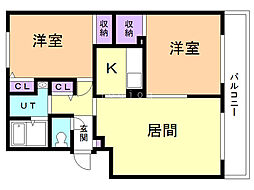 パークハイツ1 2LDKの間取図画像
