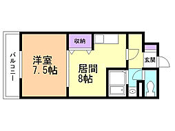 コンフォート・ヴィラ 1LDKの間取図画像