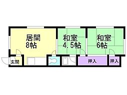 松栄コーポ 2LDKの間取図画像