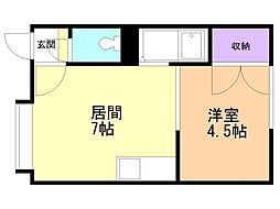 ルミエール・21 1DKの間取図画像
