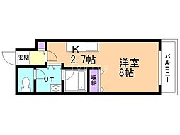 東洋ハイツＡ 4階1Kの間取り