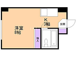 三共ハイツ 8階1Kの間取り