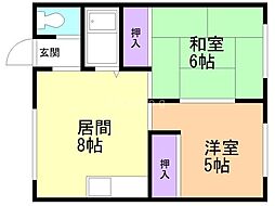 恵ハウス 2LDKの間取図画像