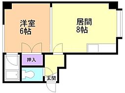 第3コーポ内山 1LDKの間取図画像