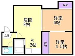 坂井マンション 2LDKの間取図画像