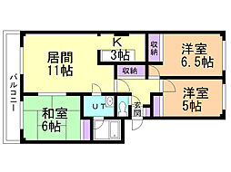 コーポ旭豊 3LDKの間取図画像