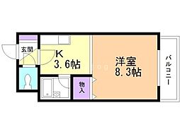 港プロシード26 1Kの間取図画像