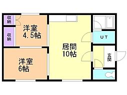 メゾンナオミパート1 2LDKの間取図画像