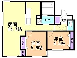 Harness麻生 (ハーネスアサブ) 2LDKの間取図画像