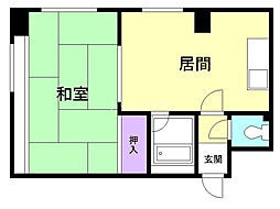 石橋ハイツ1 1LDKの間取図画像