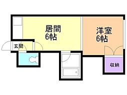 デベックス382 1DKの間取図画像