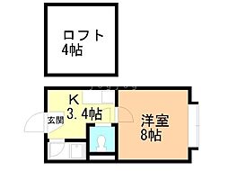 ベルメゾン 1Kの間取図画像
