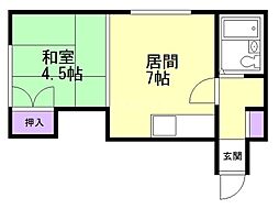 クオレ麻生 1DKの間取図画像