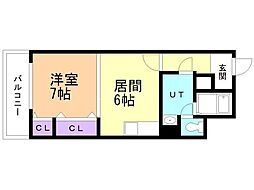 セザール麻生 1DKの間取図画像
