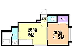 グランデルシャン 1DKの間取図画像