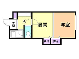 麻生アーバンハイツ 1Kの間取図画像