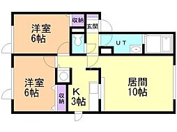 セジュールパレ 2LDKの間取図画像
