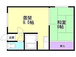 マンション黄倉 1LDKの間取図画像
