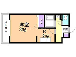 グランデールパレス 1Kの間取図画像