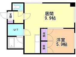 萩中ビル 1LDKの間取図画像